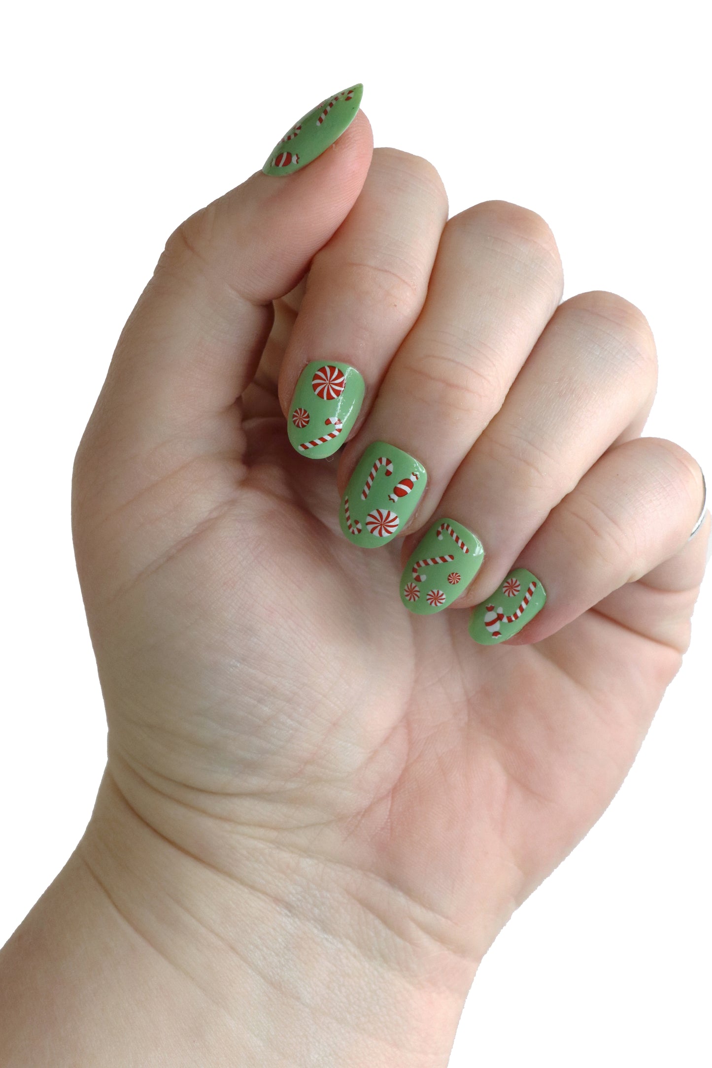 Candy Cane Christmas Candy Waterslide Nail Decals