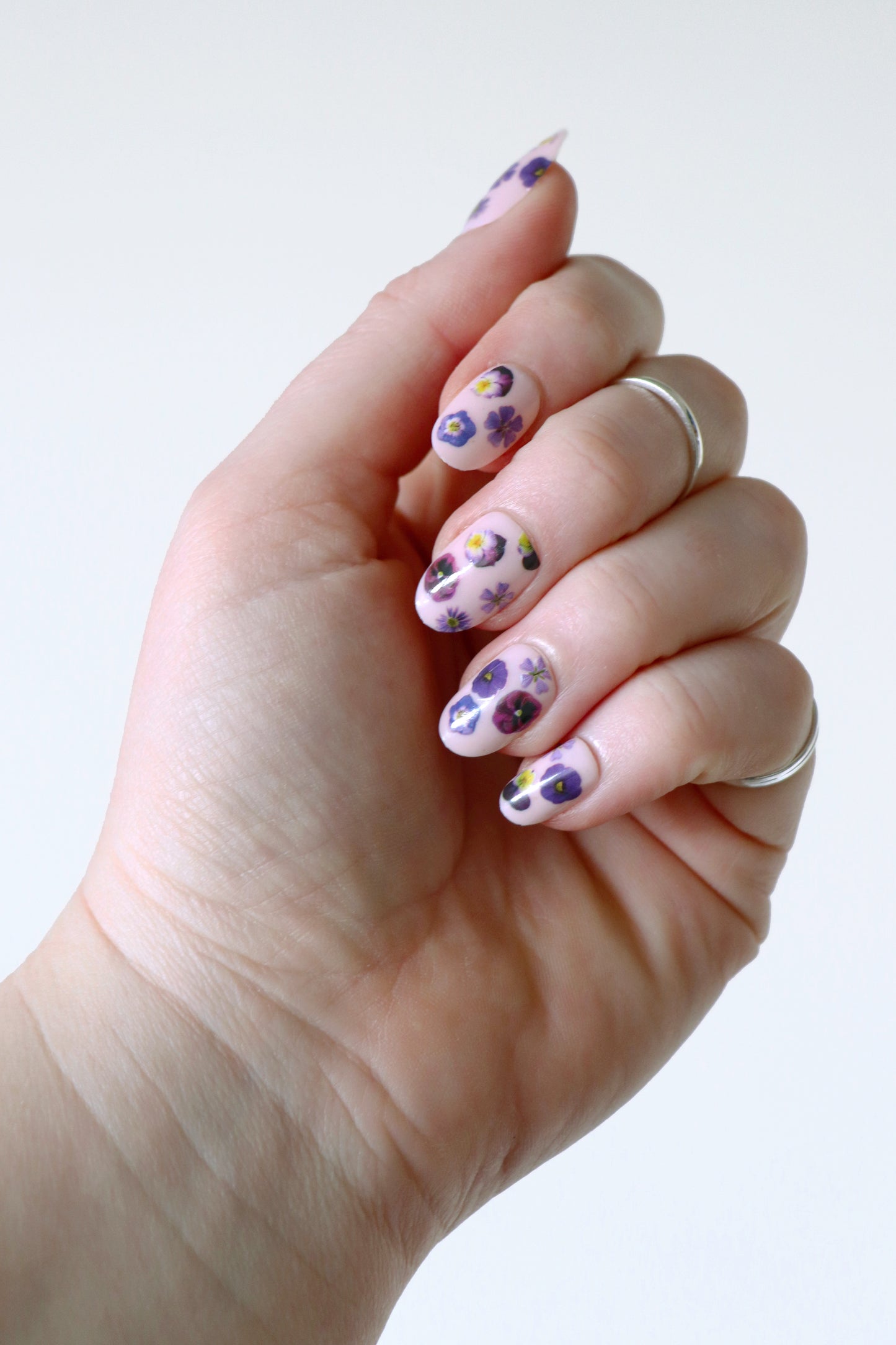 Purple Flowers Waterslide Nail Decals or nail stickers