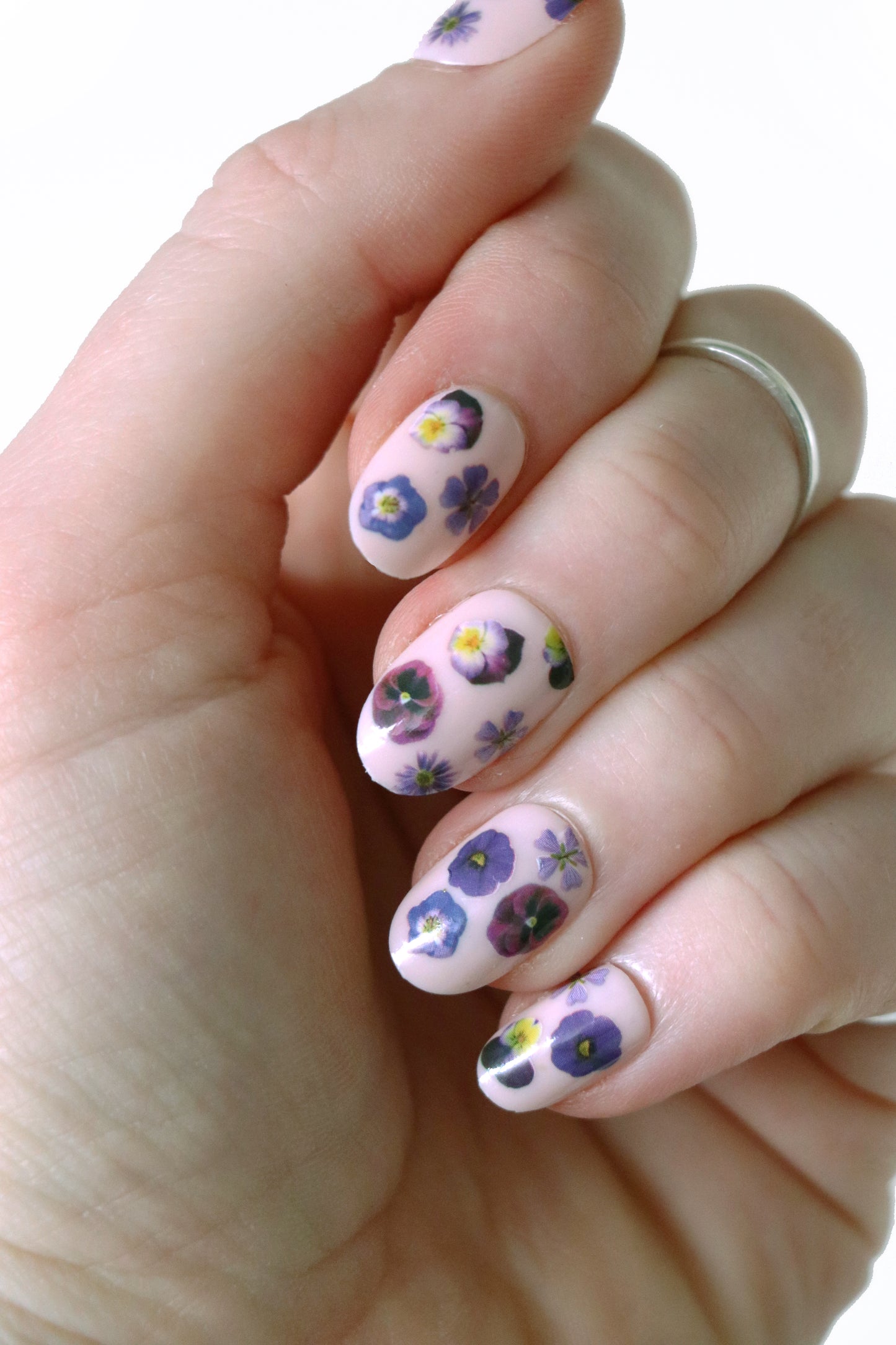 Purple Flowers Waterslide Nail Decals