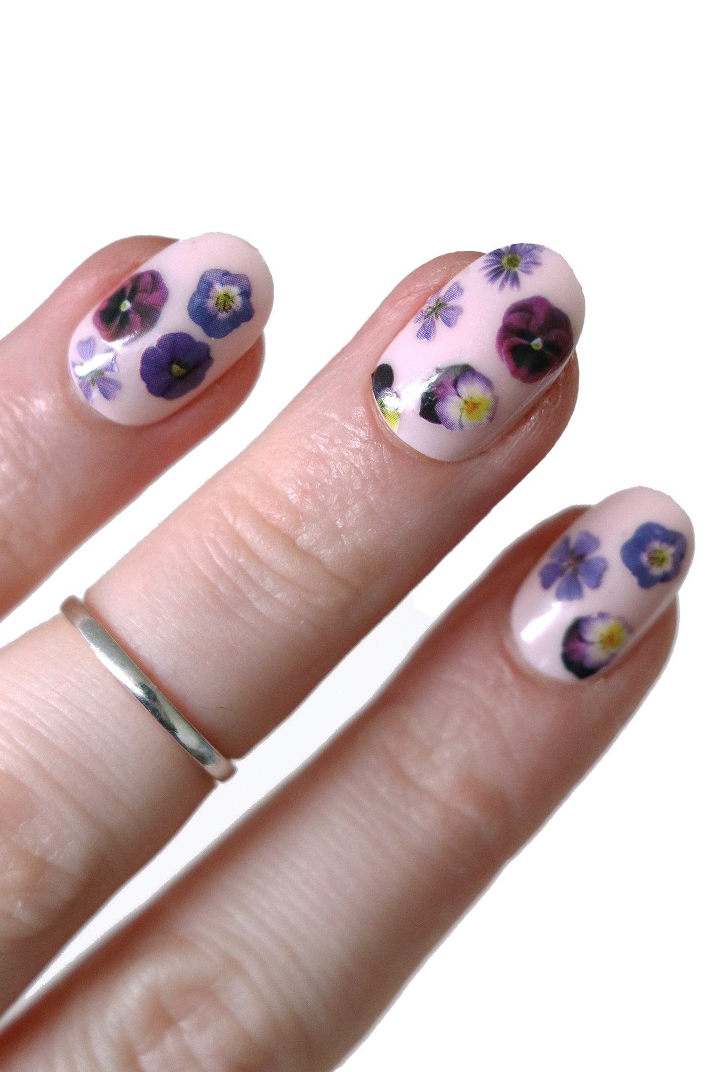 Purple Flowers Waterslide Nail Decals for DIY nail art