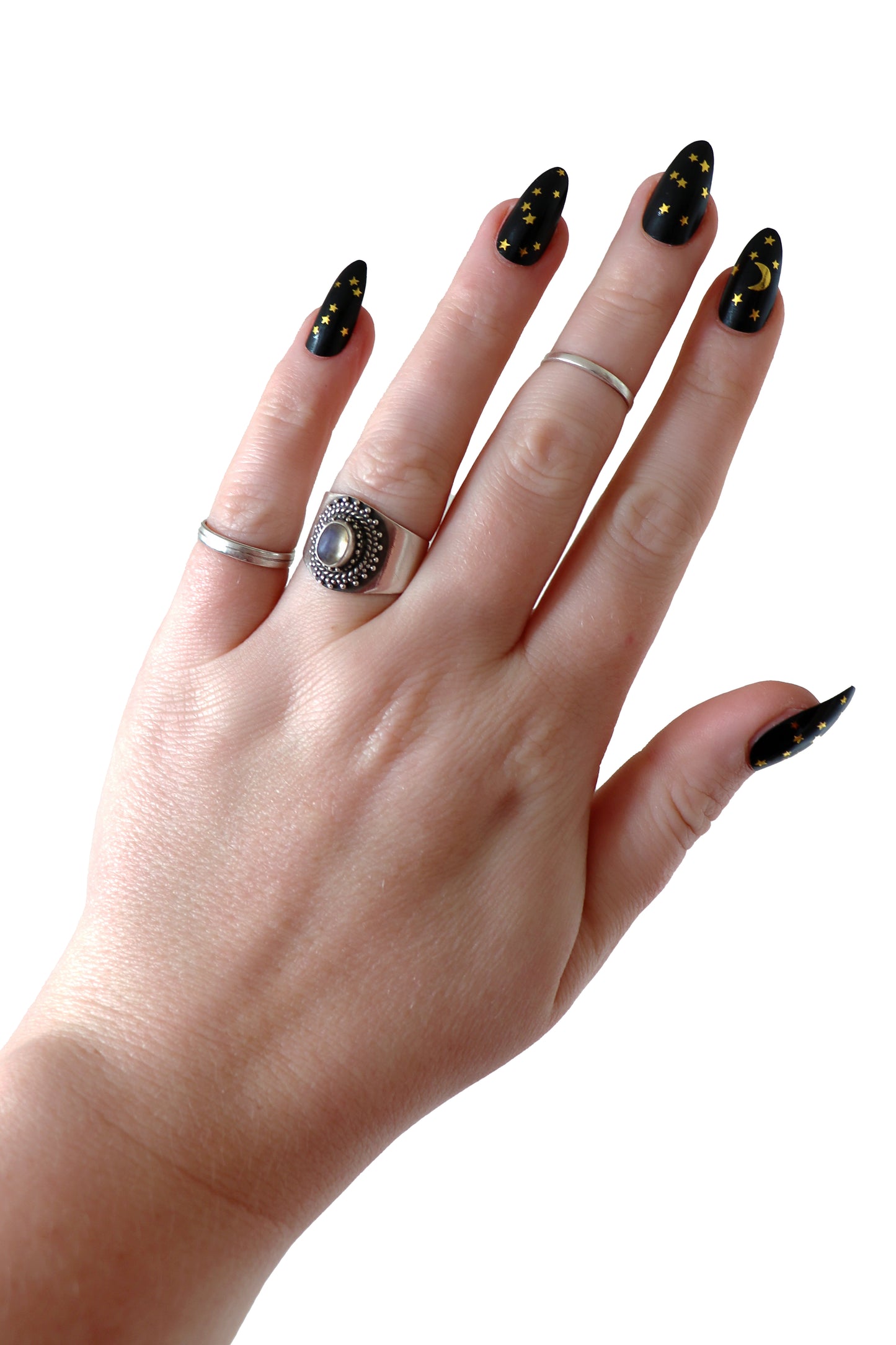 Gold Moon and Stars Waterslide Nail Decals for diy nail art