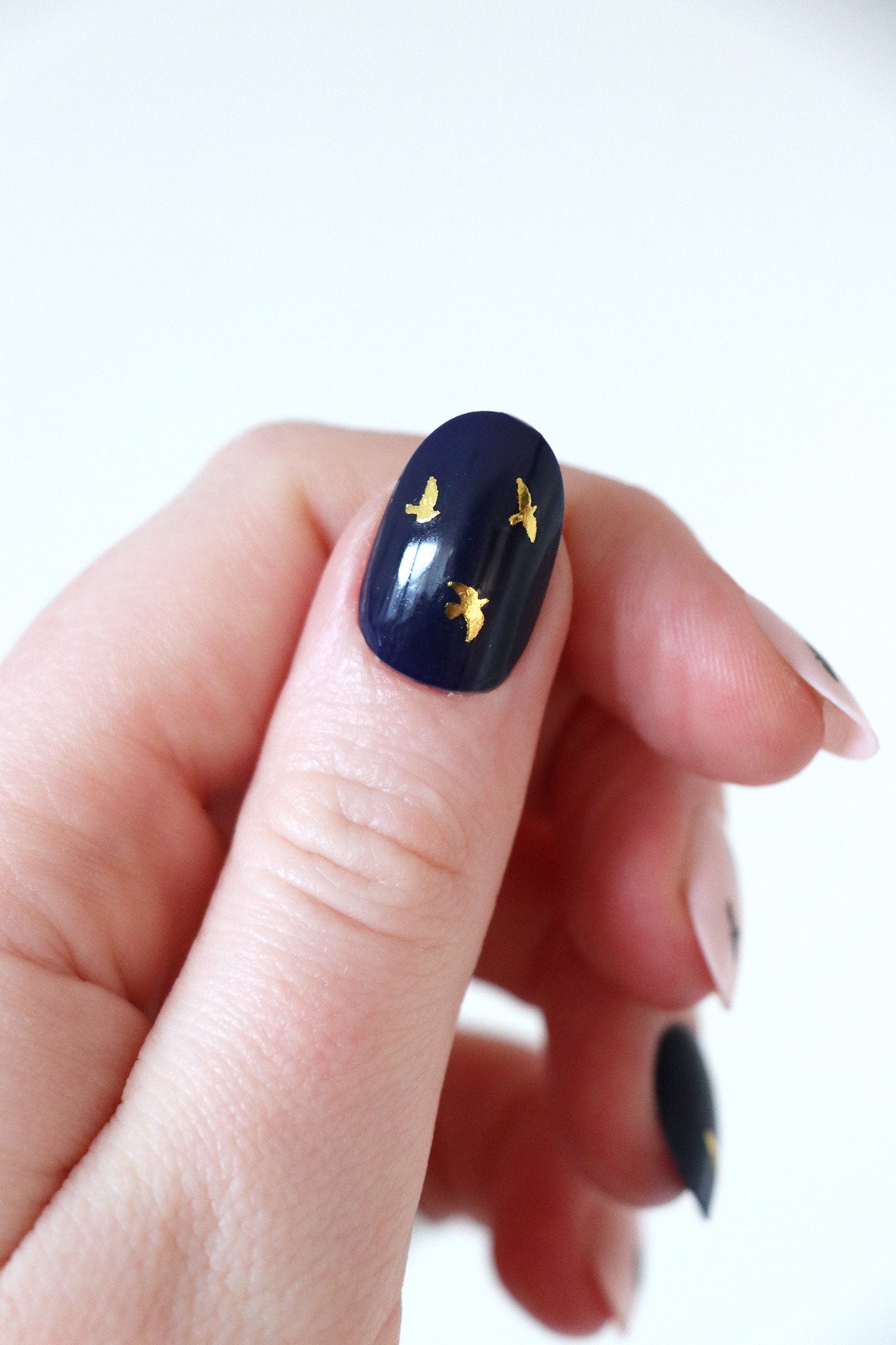 Gold and Black Flying Bird DIY Nail stickers