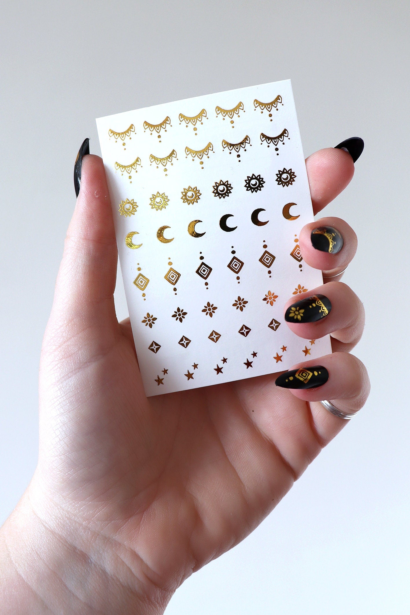 Gold boho nail decal sheet