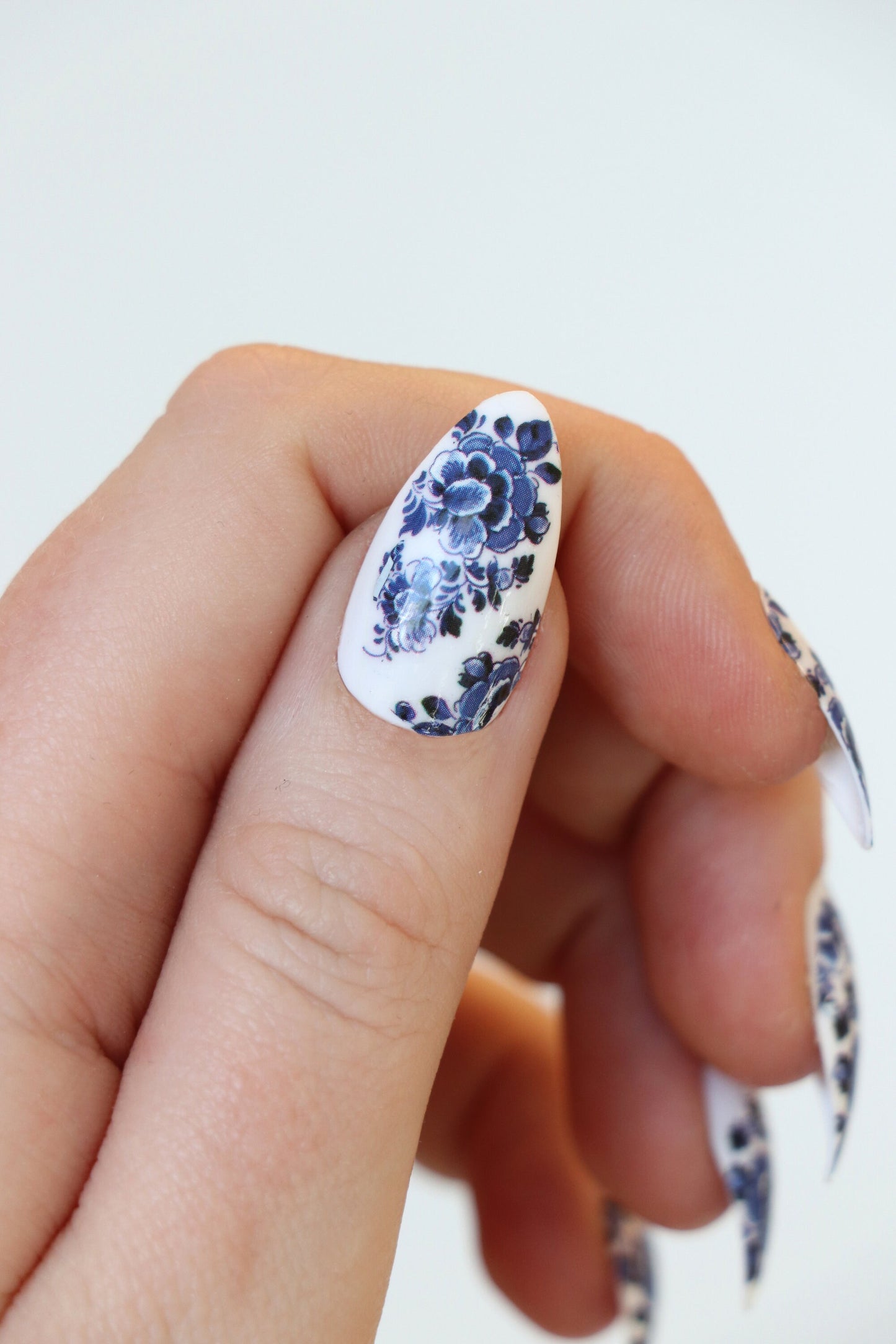 Delft Blue Flower Nail Decals
