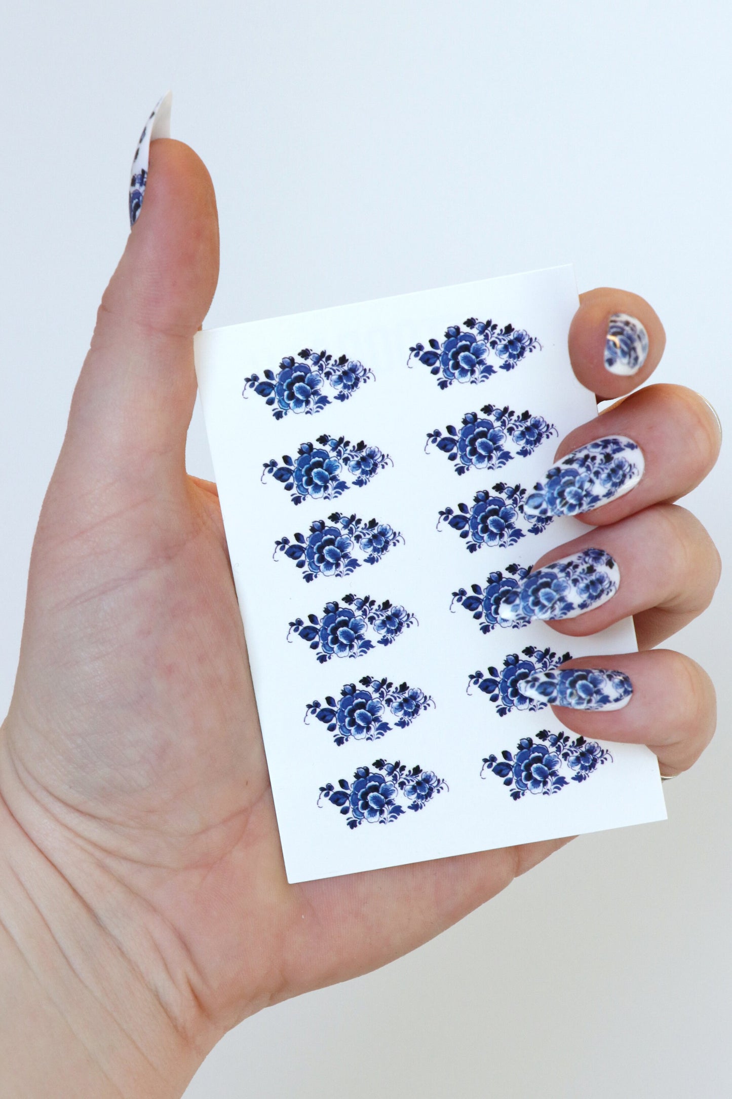Delft Blue Flower Waterslide Nail Decals sheet