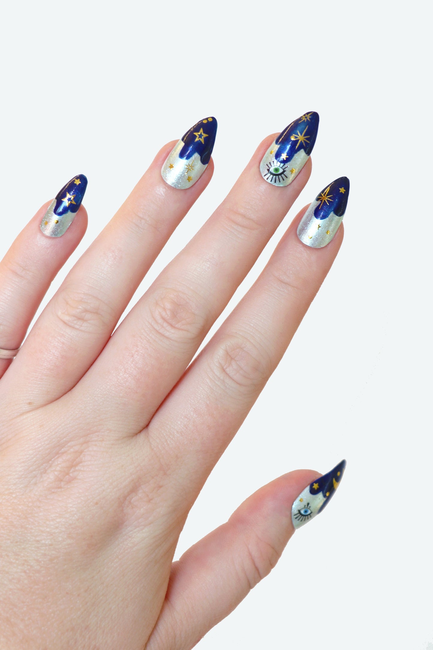 Celestial Stars, Moon, and Eye Waterslide Nail Decals