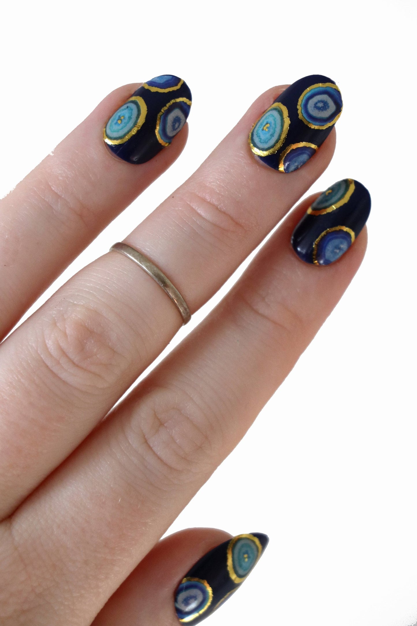 Blue Agate Slice nail decals