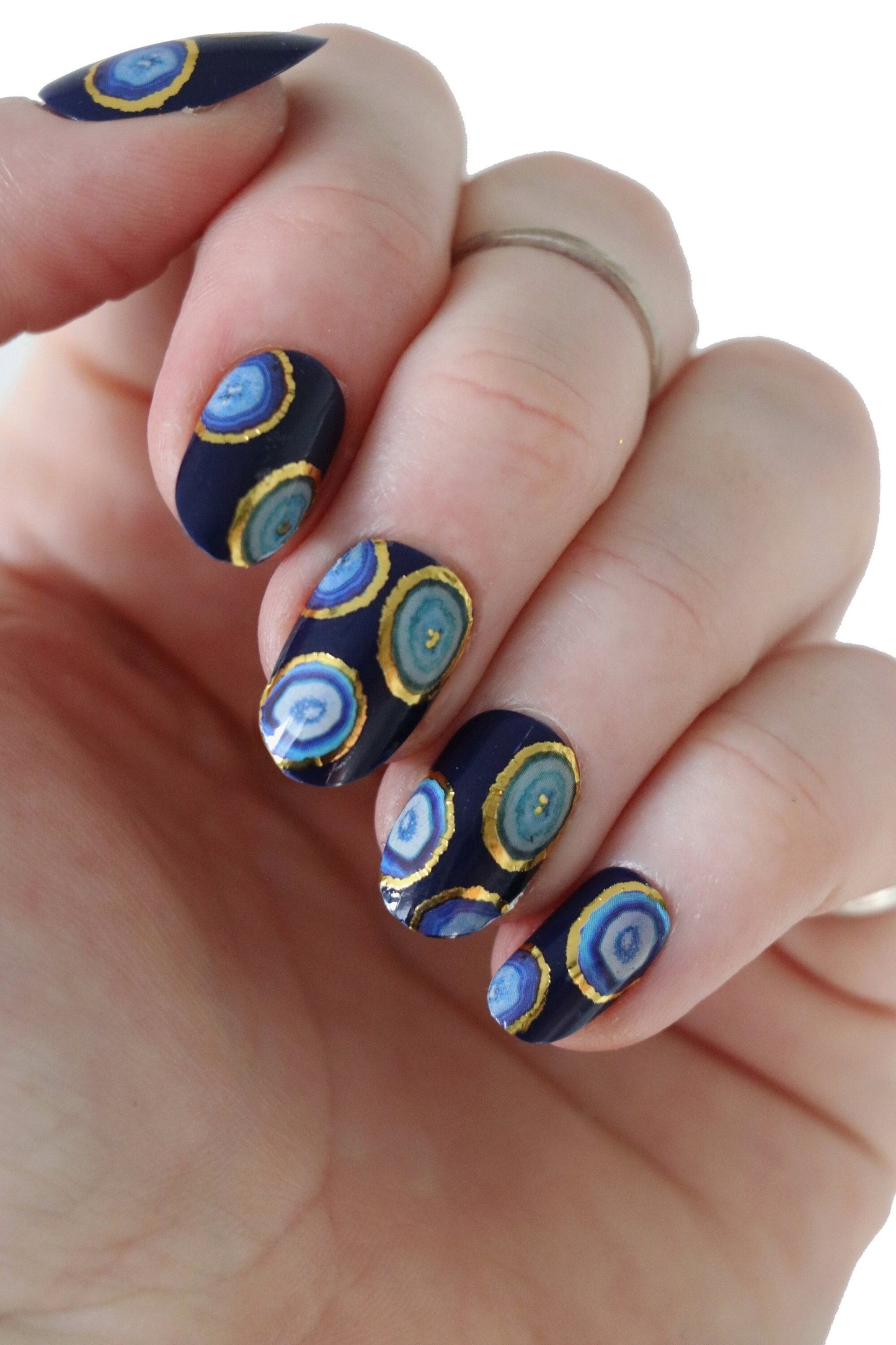 Blue Agate Slice Water Decals for Nails
