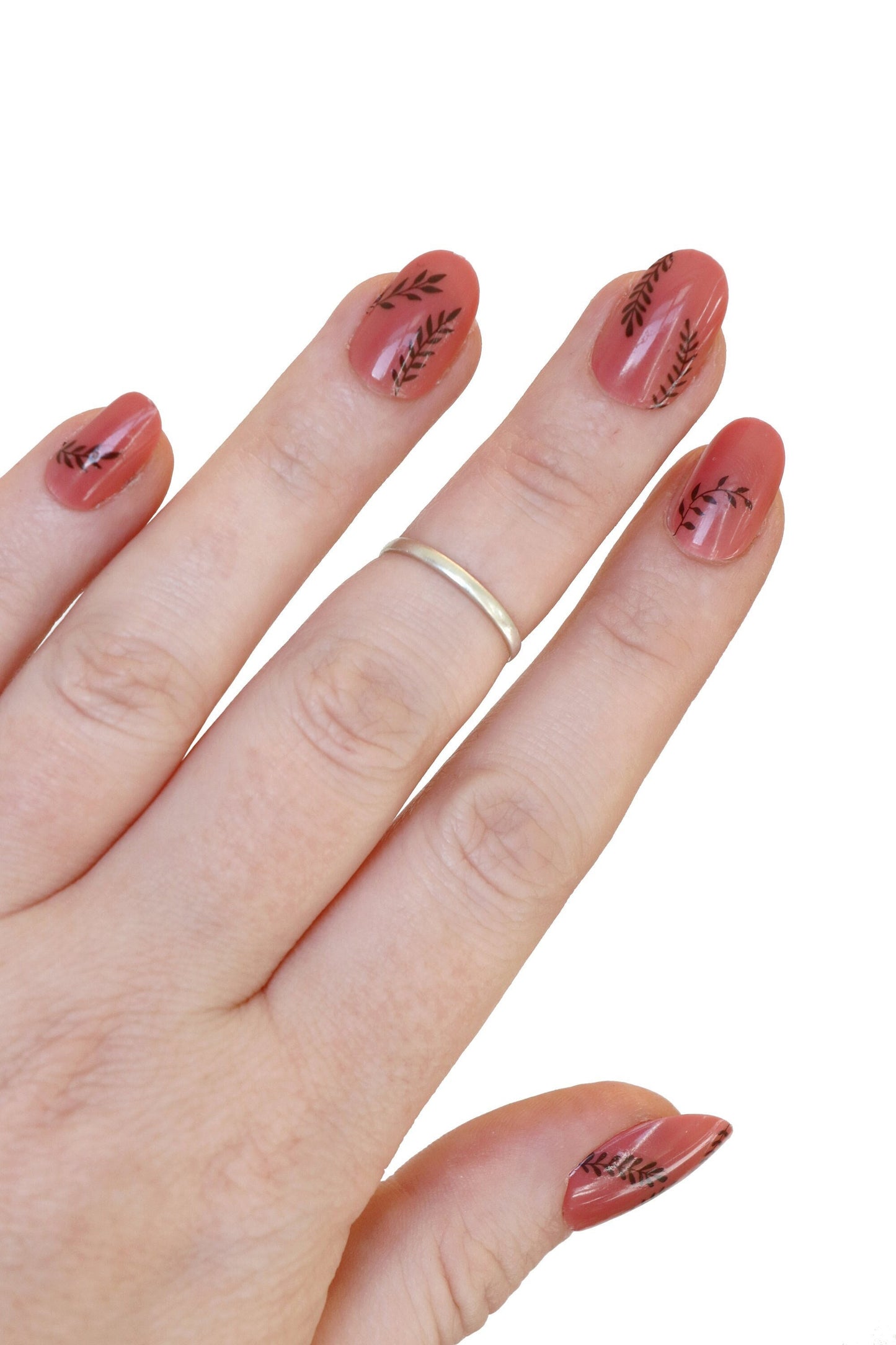 Black leaves waterslide nail decals