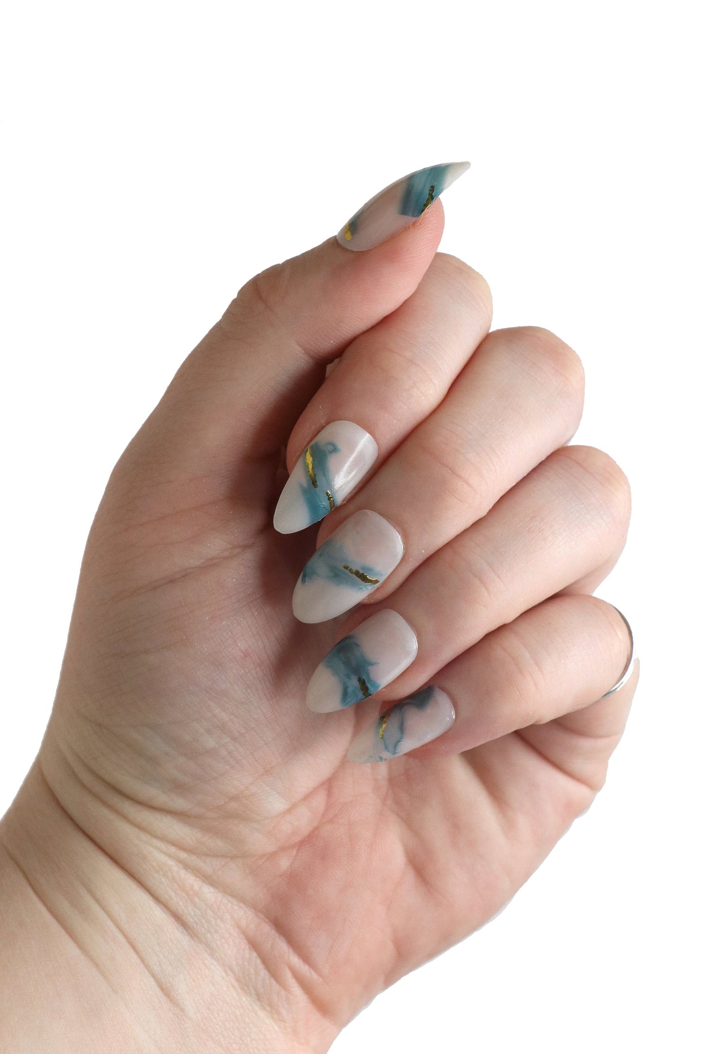 Blue and Gold Wave Nail Decals