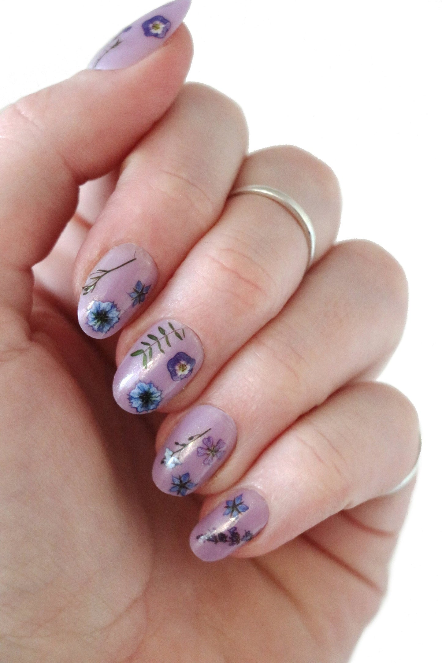 Blue and Purple Flowers Waterslide Nail Decals