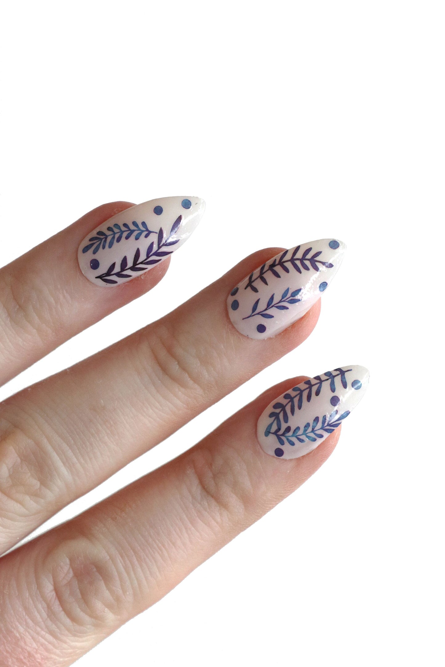 Blue leaf nail decals