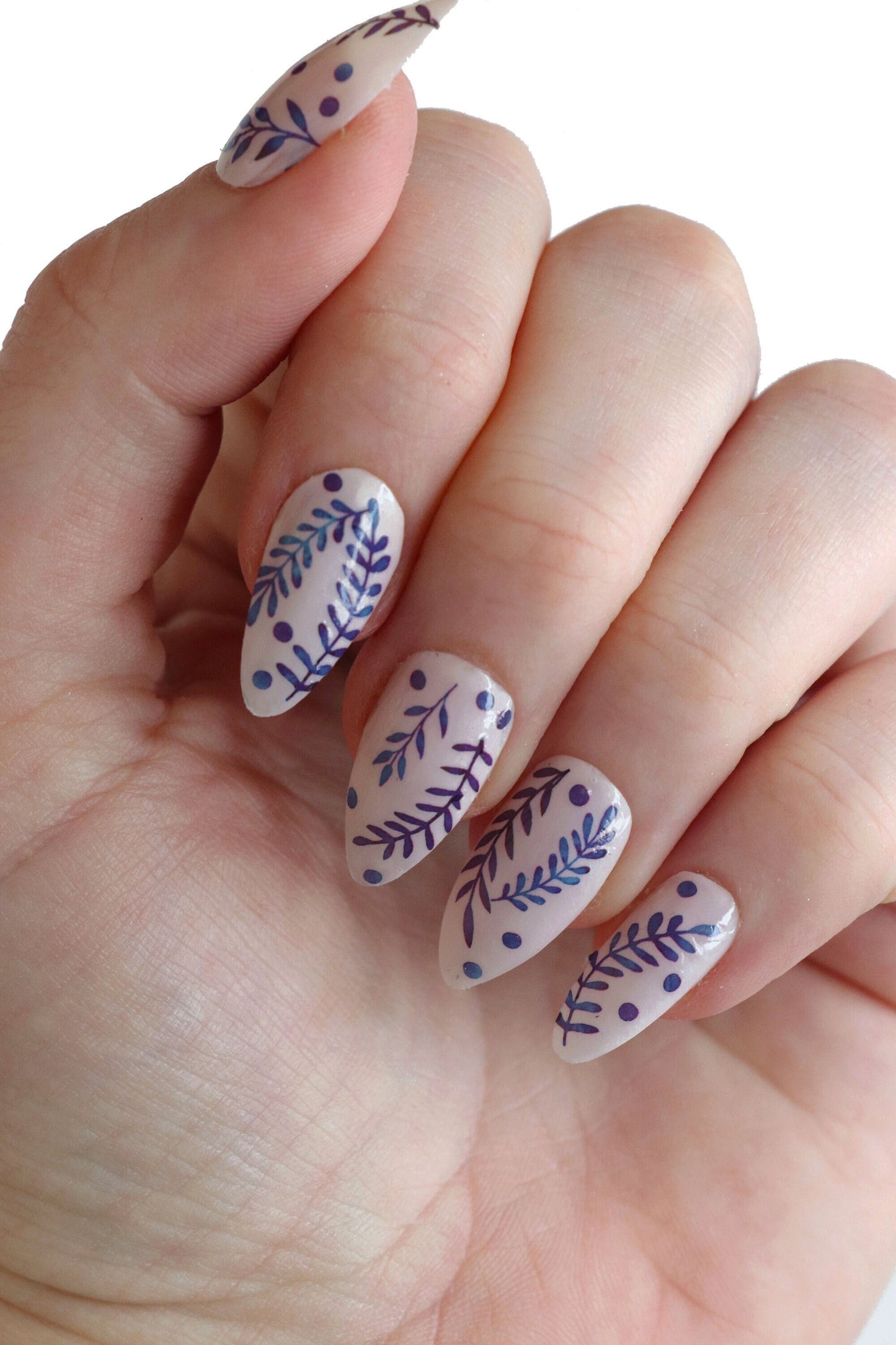 Blue leaves waterslide nail decals