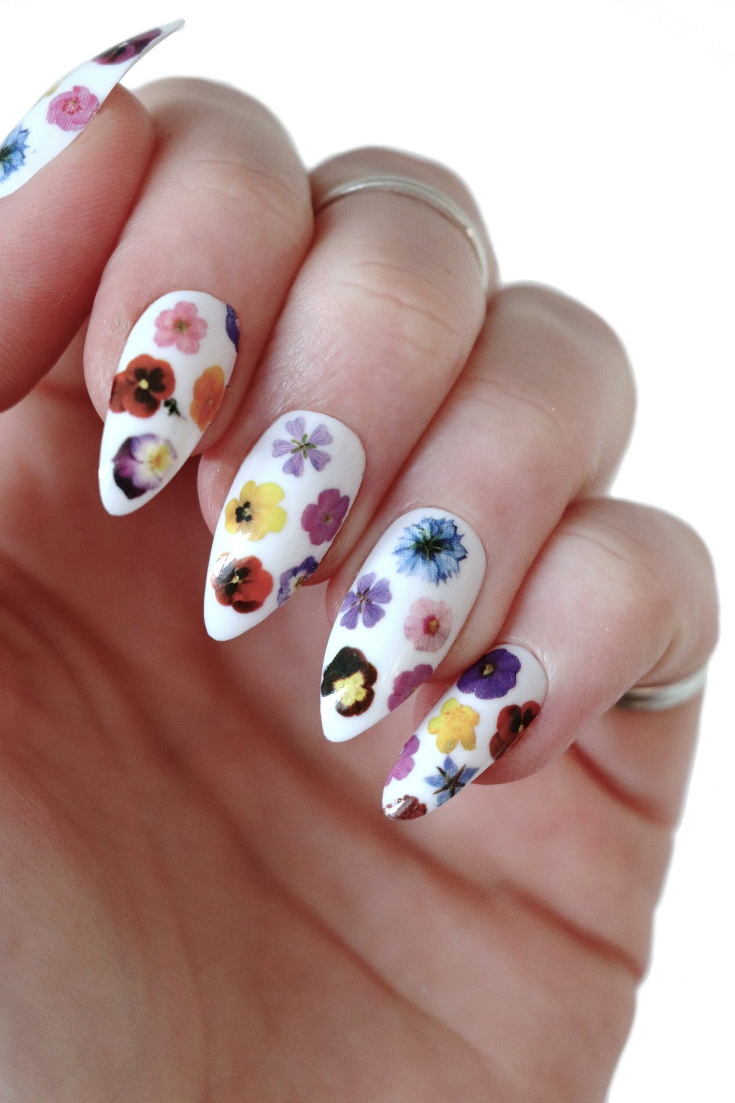 Colorful flowers nail decals