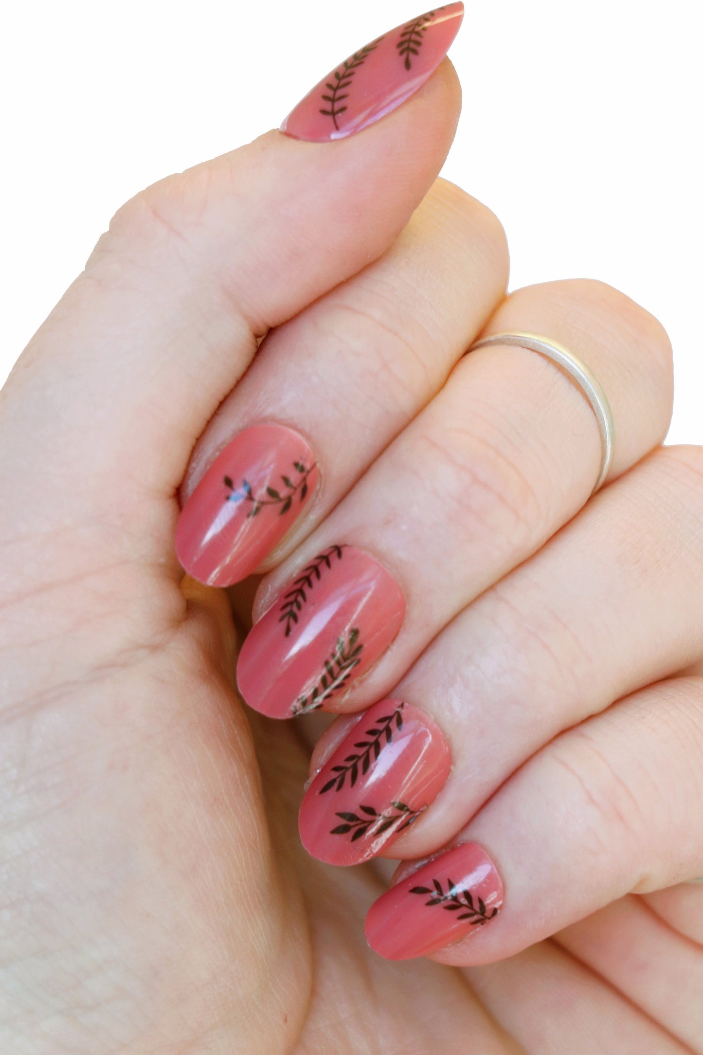 Modern black leaves nail decals