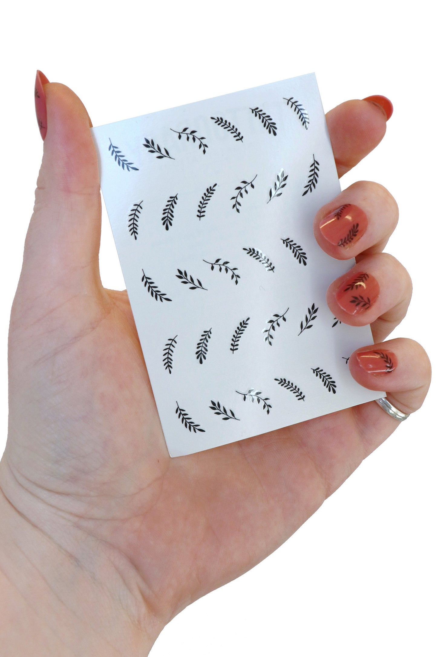 Black leaves waterslide nail decals sheet