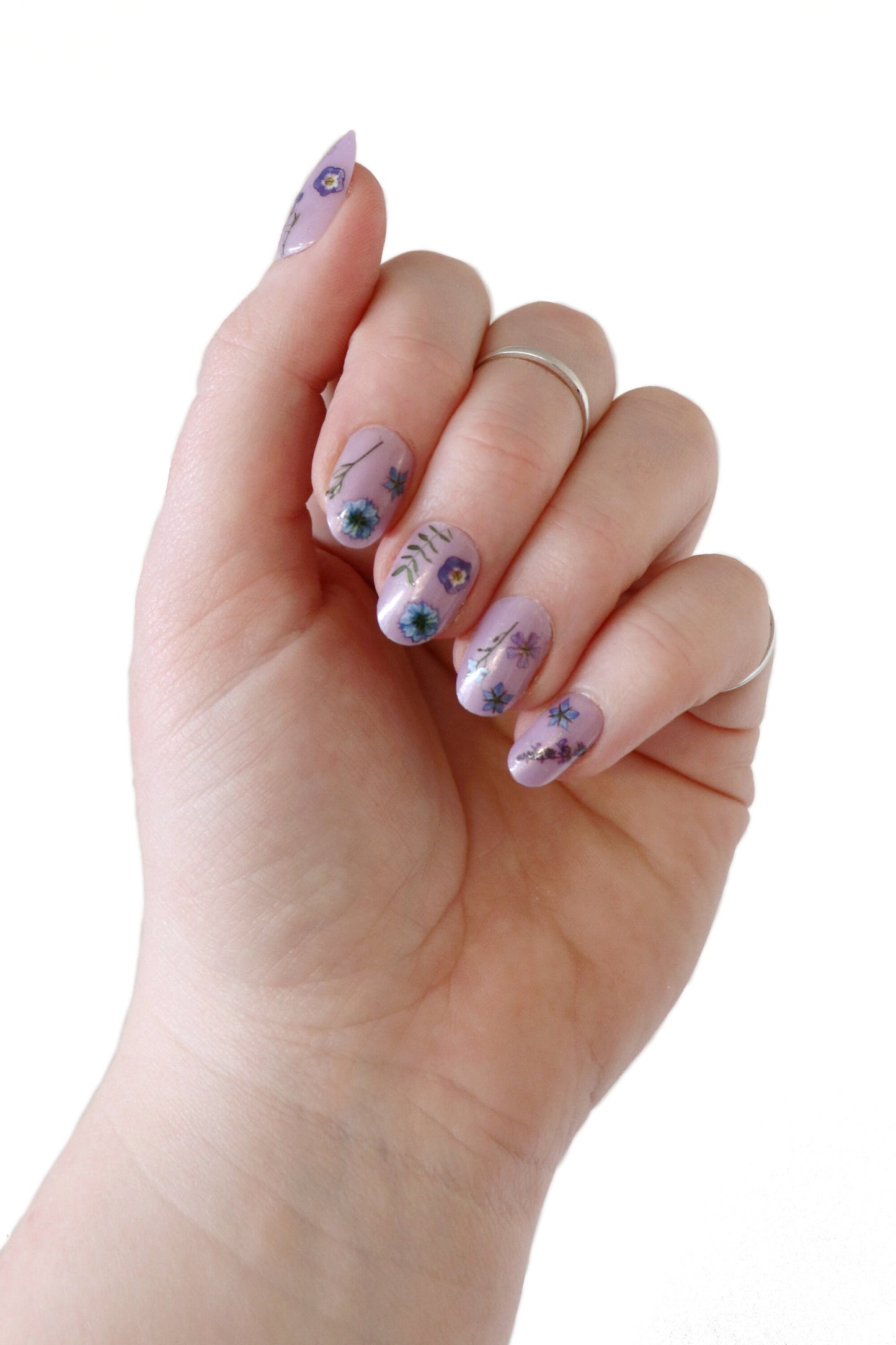 Blue and Purple Flowers Nail Decals