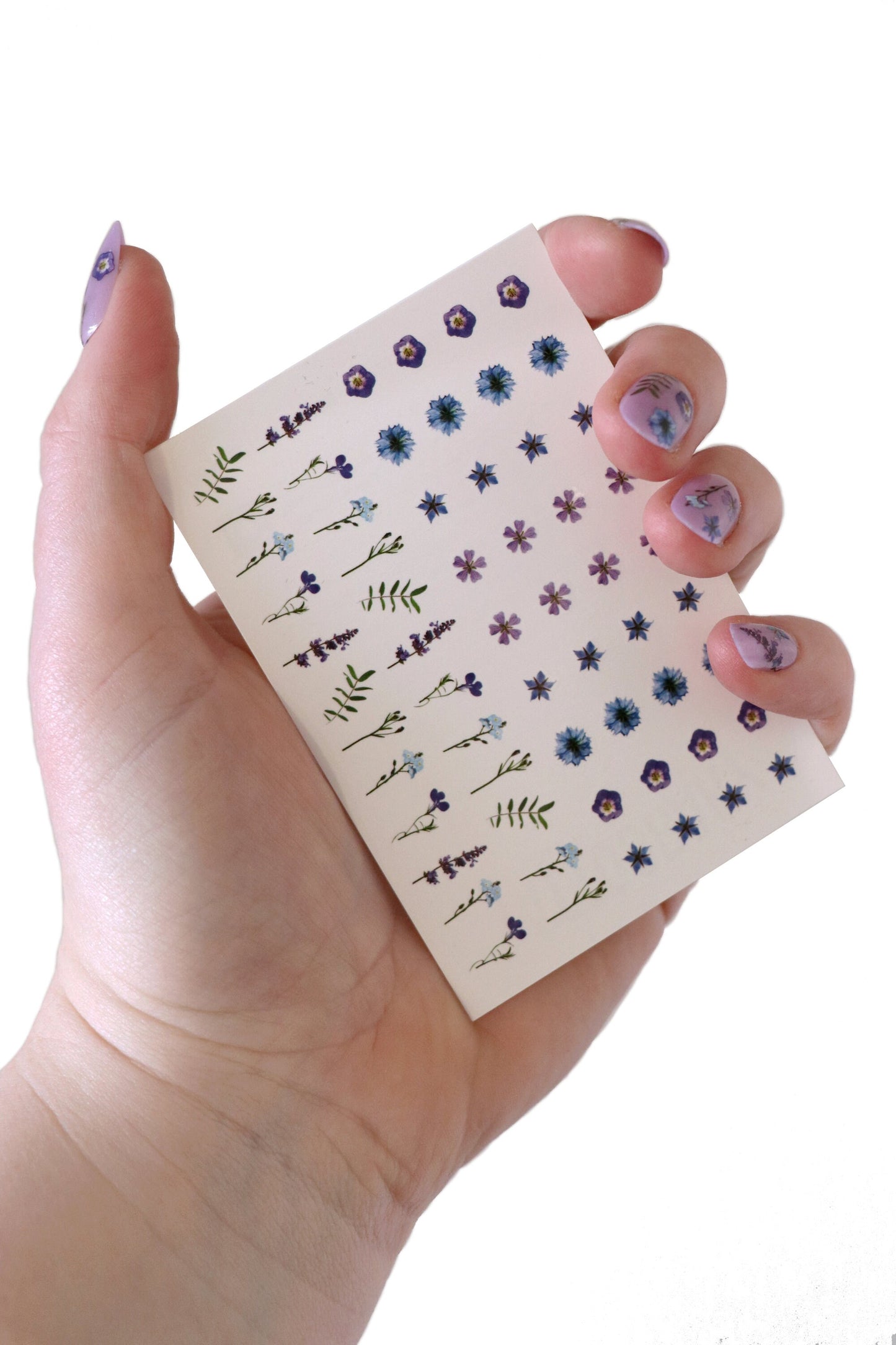Blue and Purple Flowers DIY Nail Decals