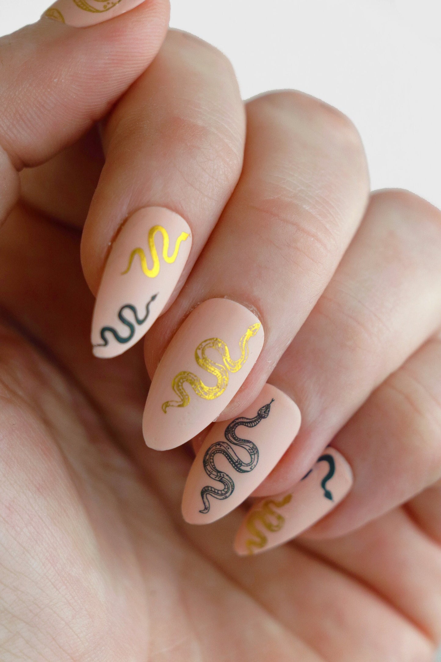 Black & gold snake nail decals