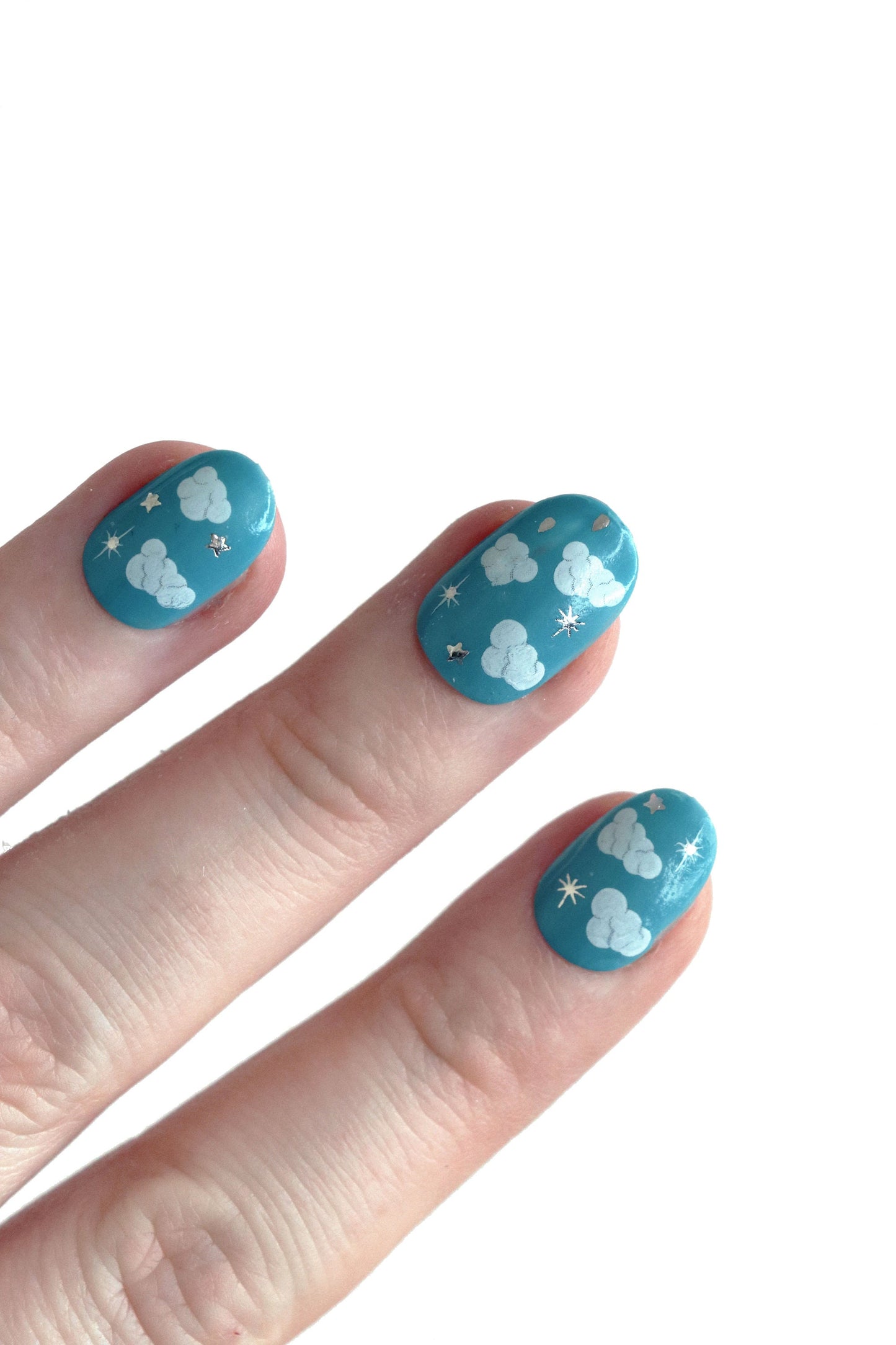 Clouds and Stars Nail art DIY