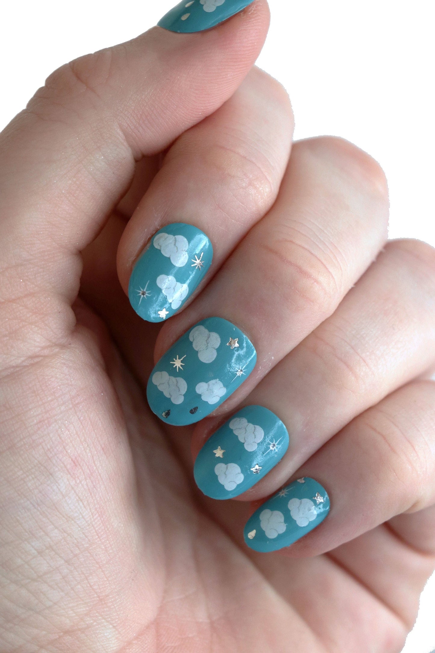 Clouds and Stars Waterslide Nail Decals