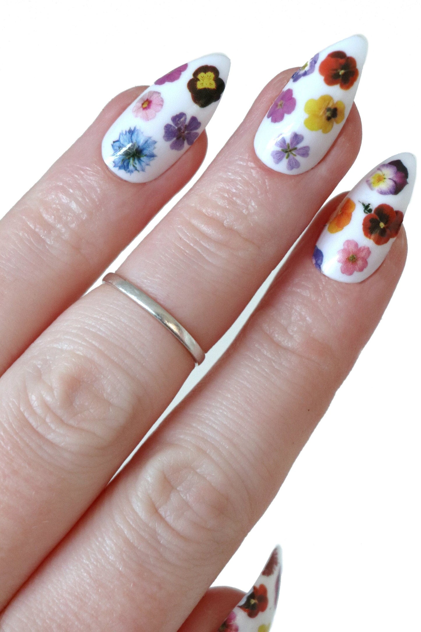 Colorful flowers waterslide nail decals