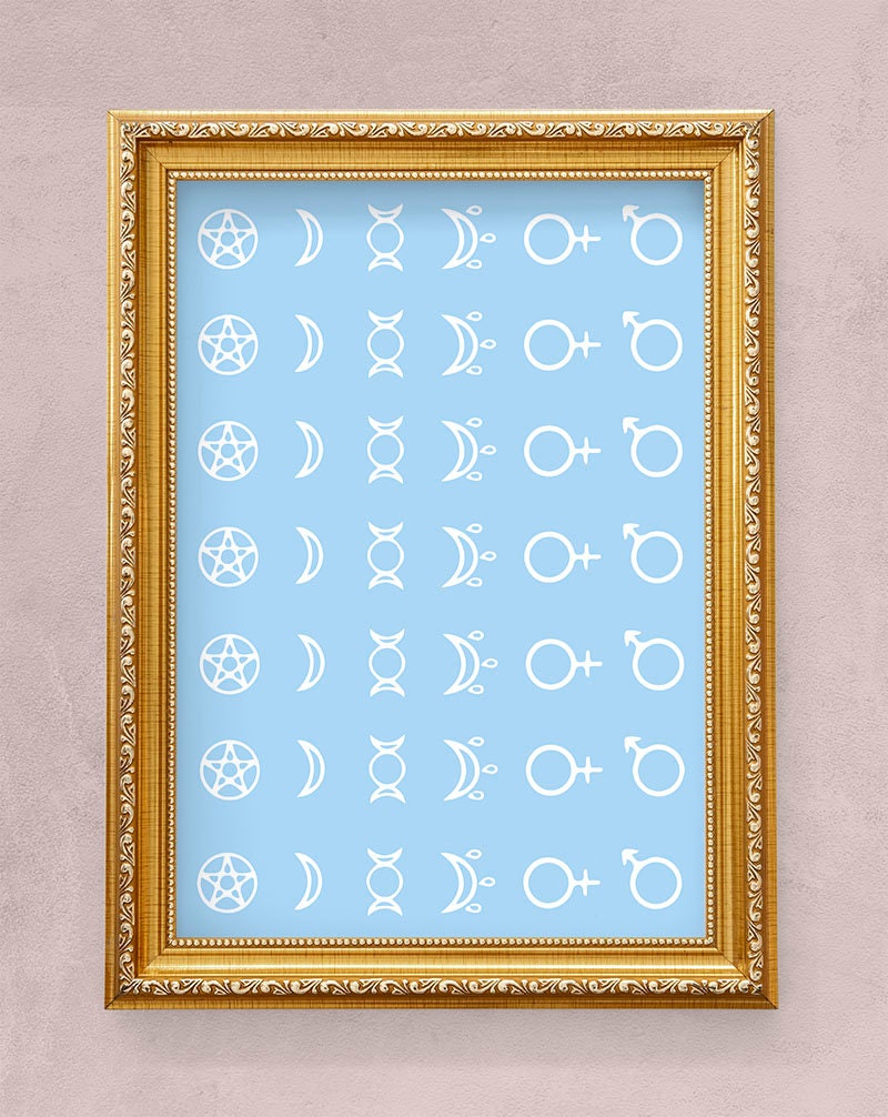 White Witch Symbols Waterslide Nail Decals sheet