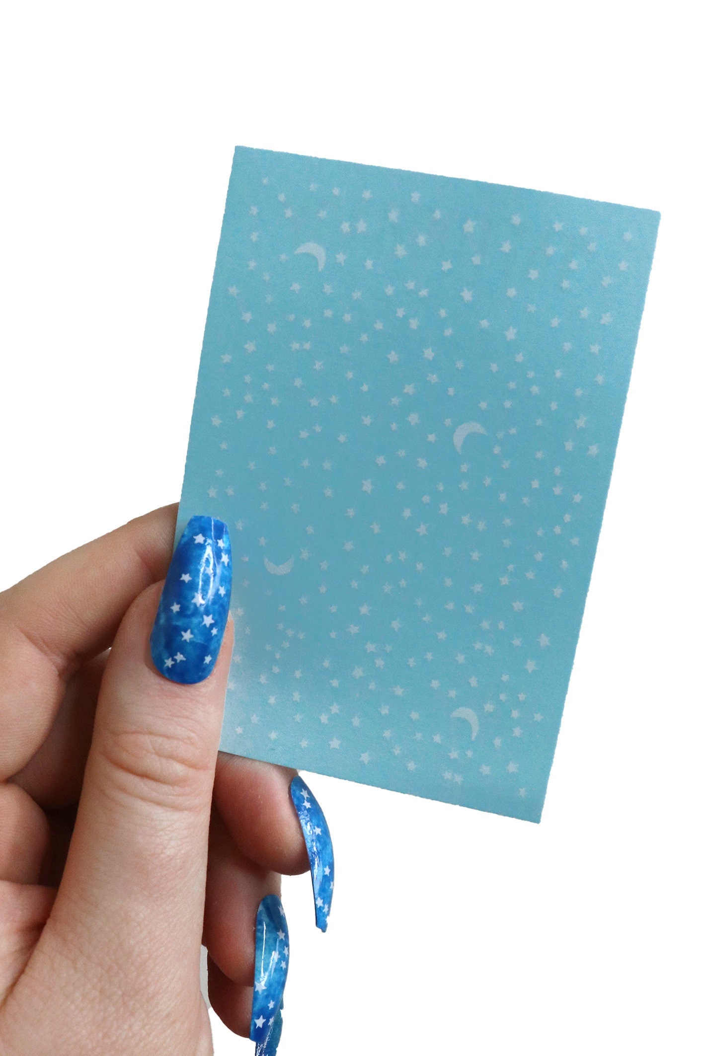 White moon and stars waterslide nail decals sheet
