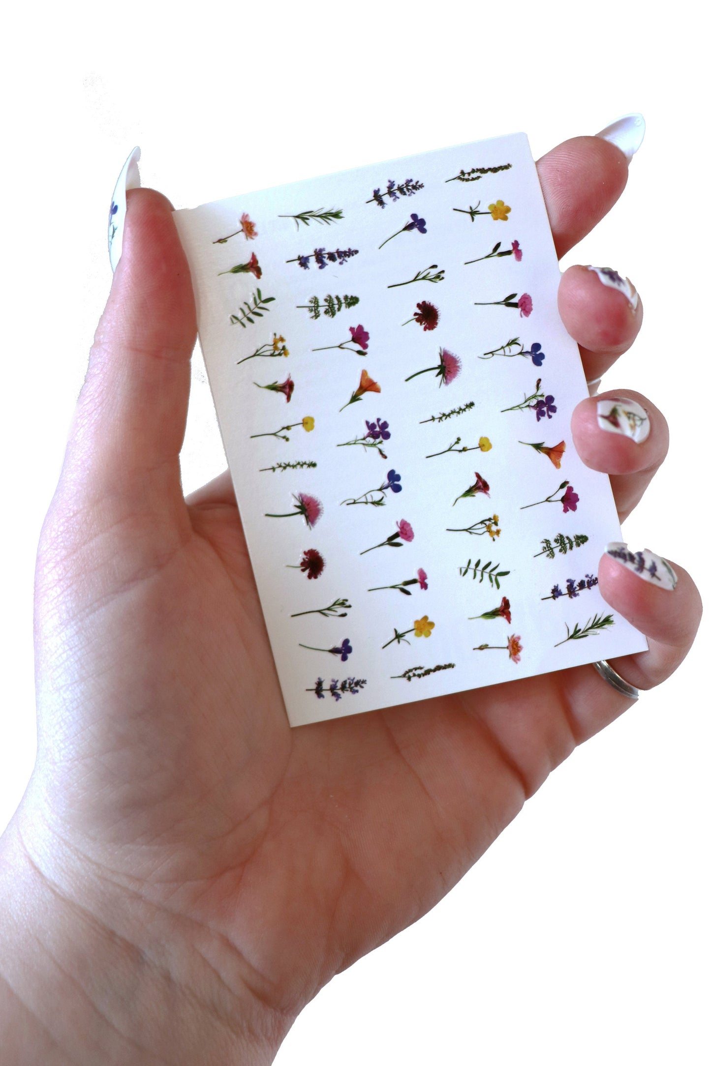 Colorful Flowers on Stem Waterslide Nail Decals sheet