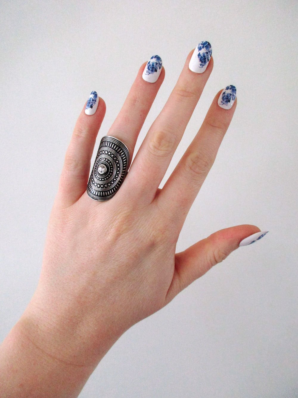 Delft Blue Flower Waterslide Nail Decals for something blue