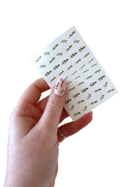 Green Leaves Waterslide Nail Decals sheet