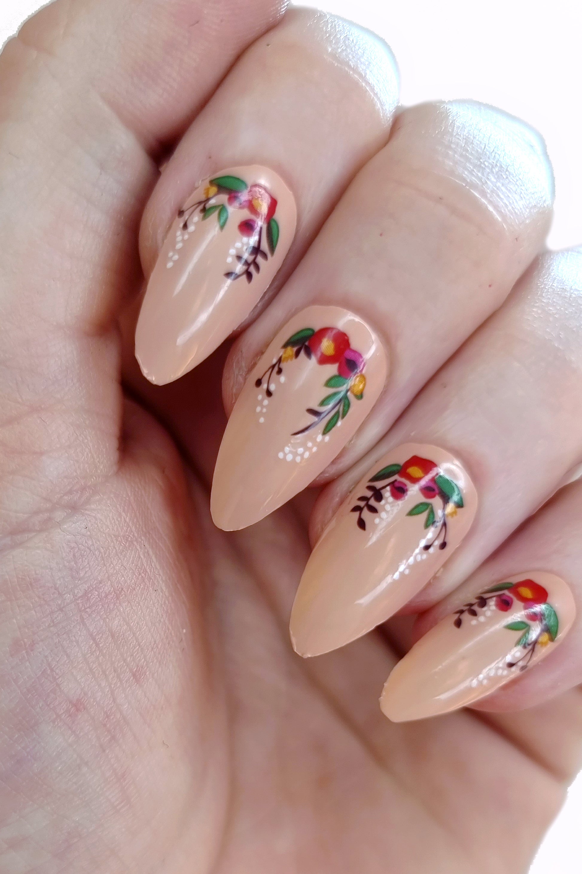Modern Flowers and Dots Waterslide Nail Decals