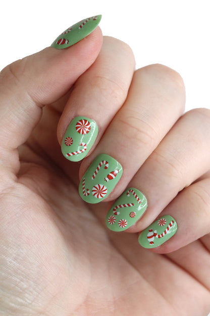 Candy Cane Waterslide Nail Decals