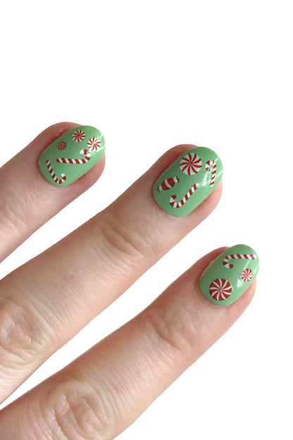 Candy Cane Waterslide Nail Decals for DIY Christmas nail art
