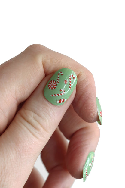 Christmas Candy Cane Waterslide Nail Decals