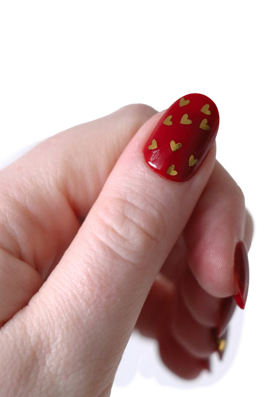 Tiny Gold and Black Hearts Waterslide Nail Decals