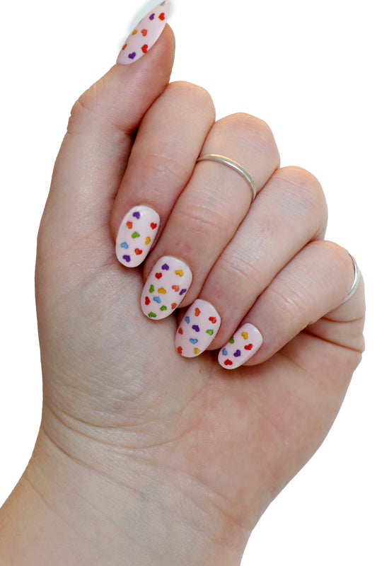 Tiny Rainbow Hearts Waterslide Nail Decals