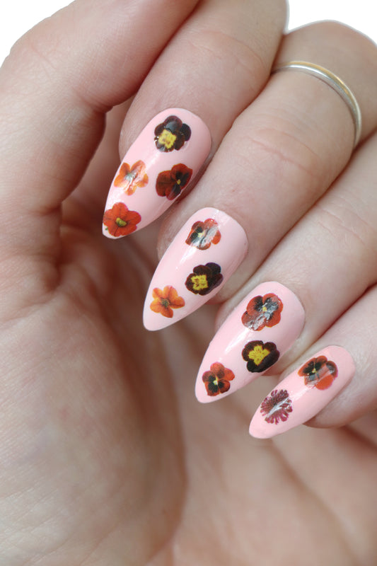 Red Flowers Waterslide Nail Decals