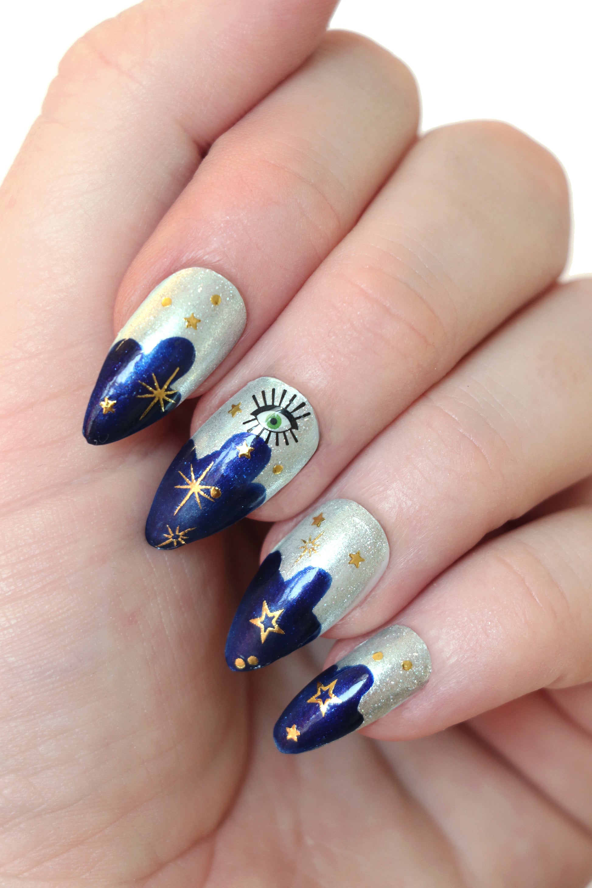 Celestial Stars, Moon, and Eye Waterslide Nail Decals