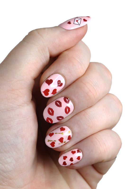 Valentines Day Themed Waterslide Nail Decals for love diy nail art