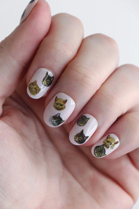Vintage Cat Faces Waterslide Nail Decals