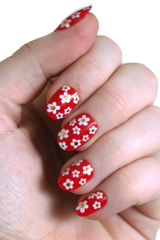 White and Gold Flower Waterslide Nail Decals