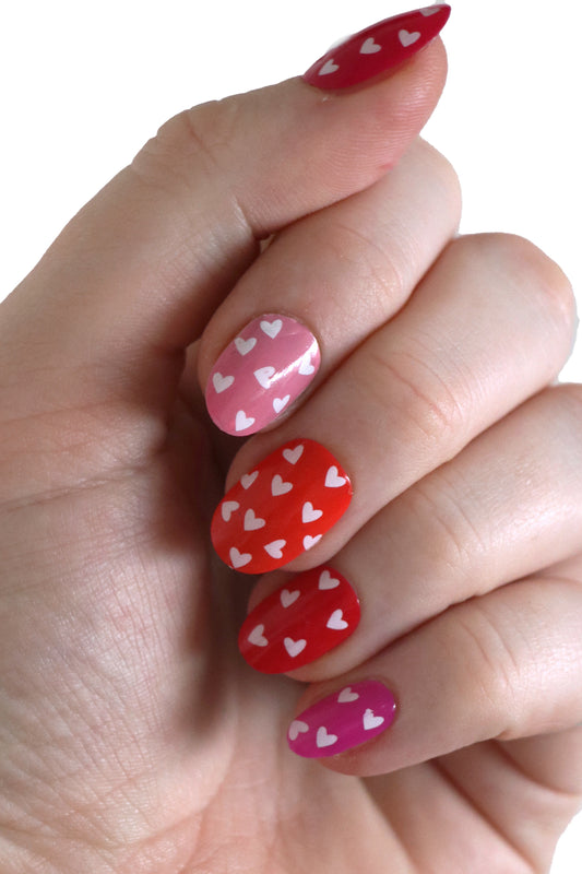 White Hearts Waterslide Nail Decals