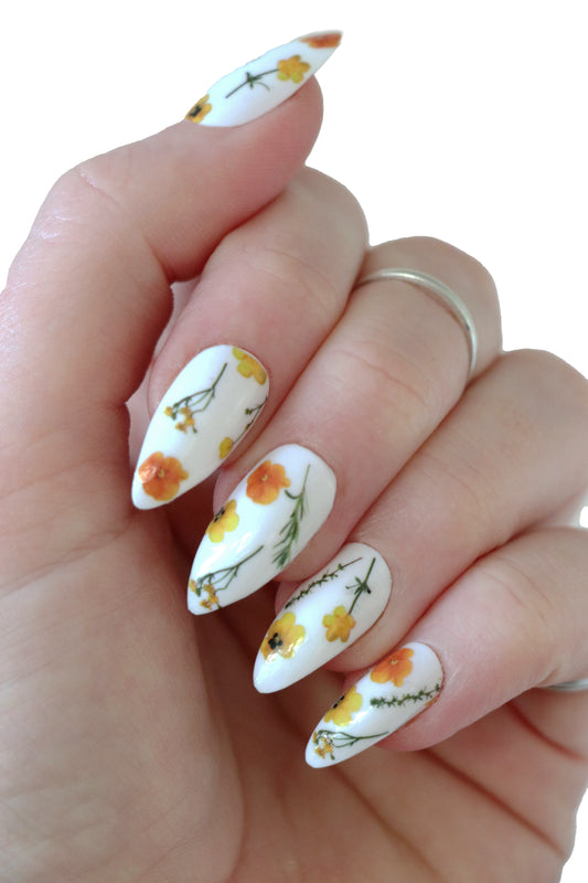 Yellow and Green Flowers Waterslide Nail Decals