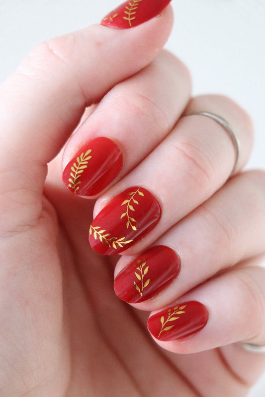 Golden Leaves Waterslide Nail Decals