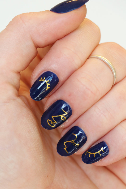 Gold Faces Waterslide Nail Decals 