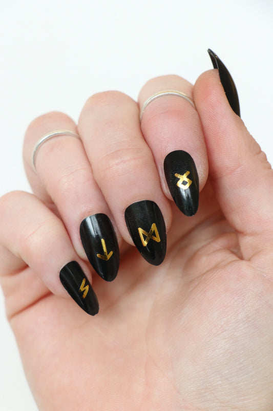 Gold Runes Waterslide Nail Decals for diy nail art
