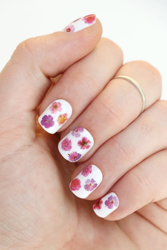 Pink Flowers Waterslide Nail Decals 