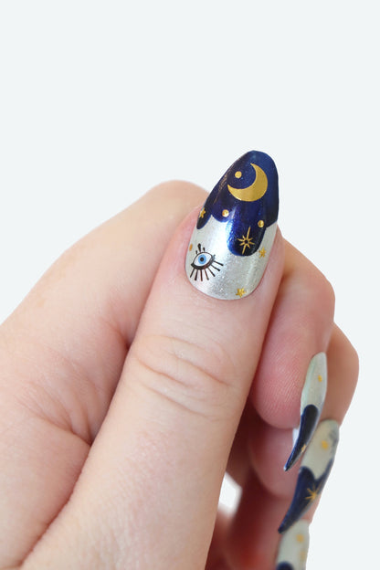 Celestial Stars, Moon, and Eye nail decals