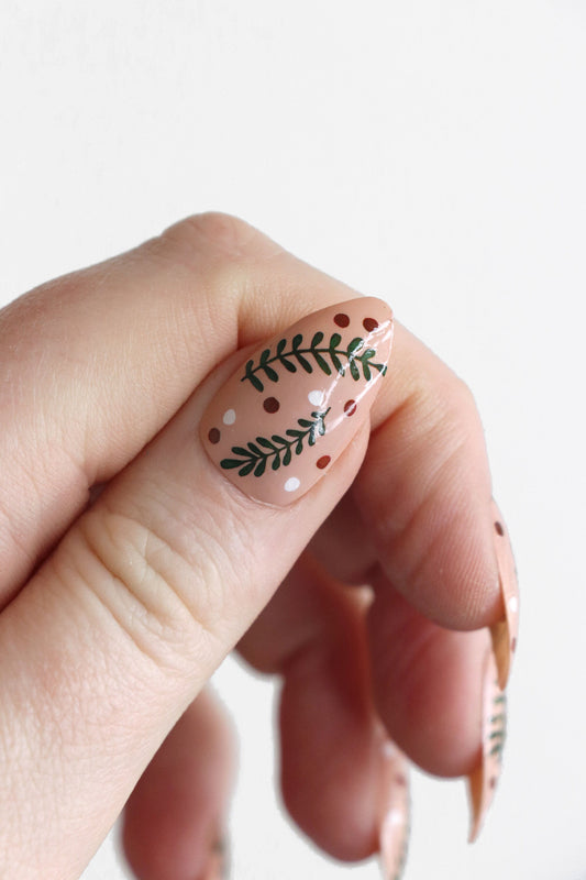 Mistletoe Leaves and Berries for Christmas Nail Decals for DIY Nail Art